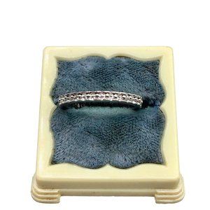 Simple Classy Silver Tone Ring Scalloped Band Eternity Ring Size 8 Signed PJM